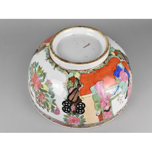 255 - A Large 20th Century Chinese Famille Rose Bowl Decorated in the Usual Manner with Court Scenes etc 4... 