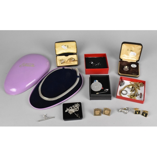 265 - A Collection of Various Gents Cufflinks, Tie Pins together with Ladies Brooches and Necklaces