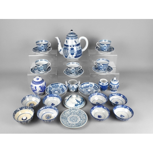 285 - A Collection of Various Oriental Blue and White Ceramics to Comprise Chinese Porcelain Lid Decorated... 