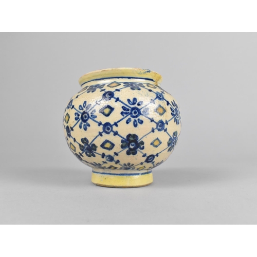 379 - An Early Italian Majolica Pot Decorated with Geometric Design in Blue and Yellow, Possibly 17th/18th... 