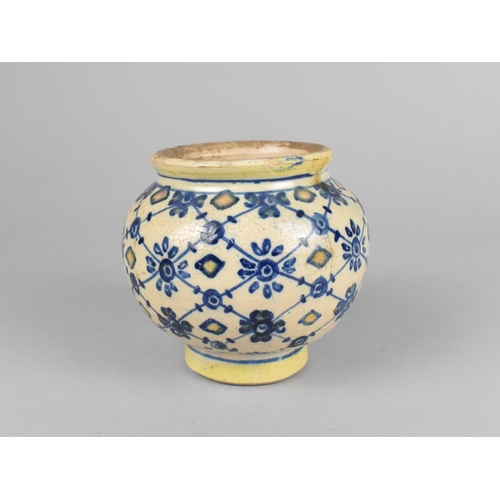 379 - An Early Italian Majolica Pot Decorated with Geometric Design in Blue and Yellow, Possibly 17th/18th... 