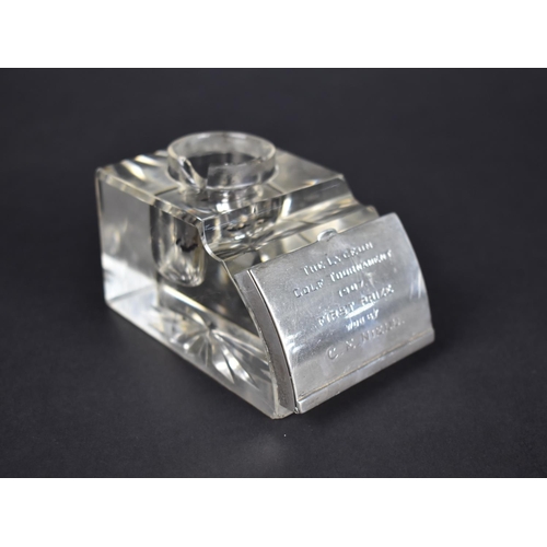 388 - A Glass and Silver Presentation Inkwell by John Grinsell & Sons, the Hinged Flap Opening to Reveal D... 