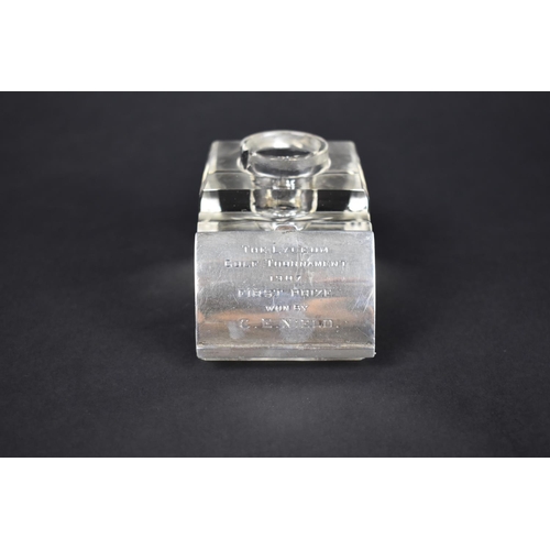 388 - A Glass and Silver Presentation Inkwell by John Grinsell & Sons, the Hinged Flap Opening to Reveal D... 