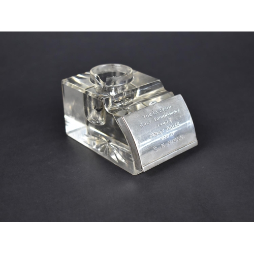 388 - A Glass and Silver Presentation Inkwell by John Grinsell & Sons, the Hinged Flap Opening to Reveal D... 