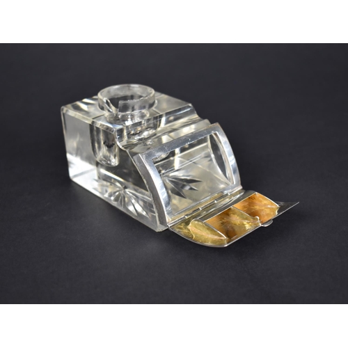 388 - A Glass and Silver Presentation Inkwell by John Grinsell & Sons, the Hinged Flap Opening to Reveal D... 