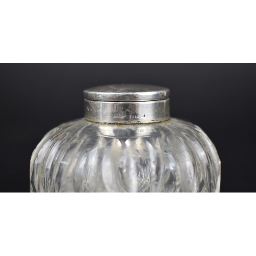 389 - A Large Cut Glass and Silver Topped Inkwell, Birmingham Hallmark, 8cm high