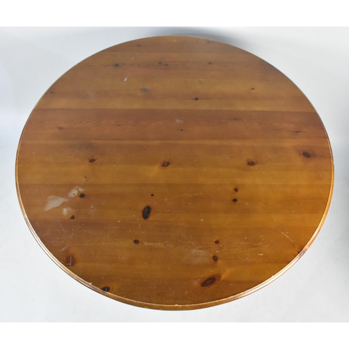 502 - A Mid/ Late 20th Century Stained Pine Circular Topped Dining Table, 106cms Diameter