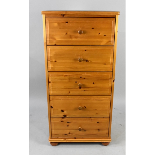 503 - A Modern Pine Chest of Five Drawers, 58cms Wide and 121cms High