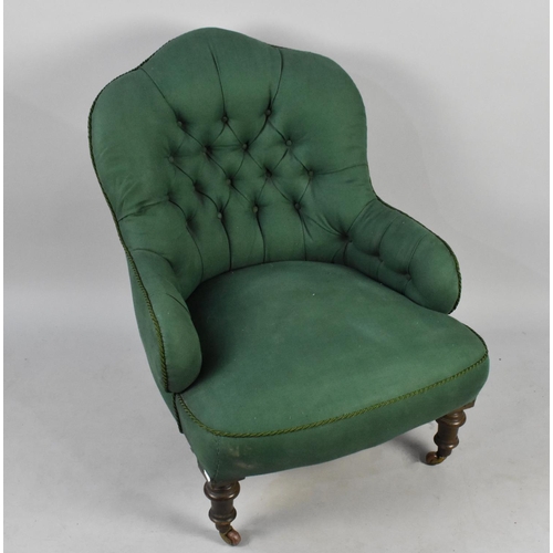 506 - An Edwardian Button Upholstered Ladies Nursing Chair