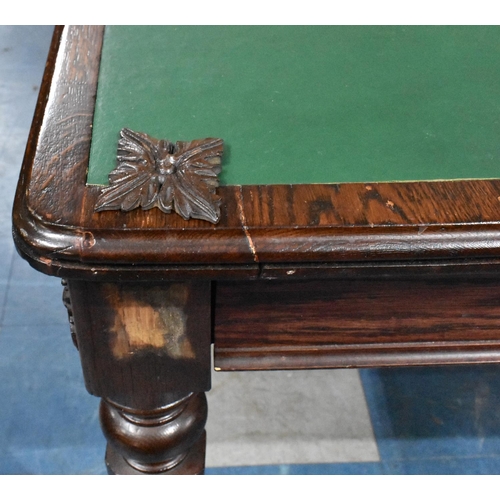 507 - An Edwardian Oak Writing Table with One Short Drawer to Each Long Side and one Long Drawer to One En... 