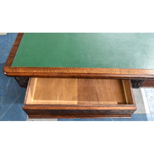 507 - An Edwardian Oak Writing Table with One Short Drawer to Each Long Side and one Long Drawer to One En... 