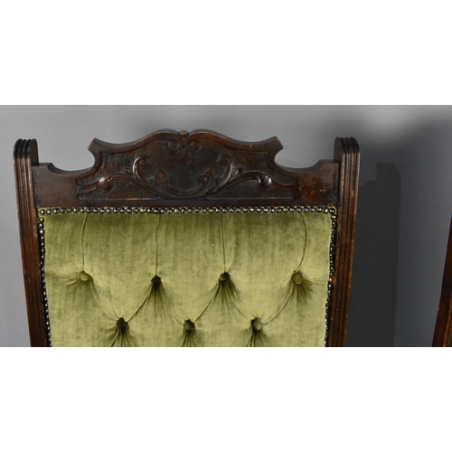 509 - A Pair of Edwardian Button Upholstered Lady's and Gents' Salon Chairs