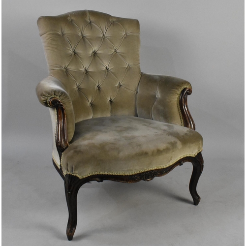 511 - An Edwardian Mahogany Framed Button Ladies Armchair