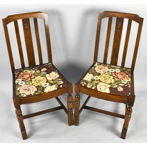 518 - A Pair of Edwardian Oak Side Chairs