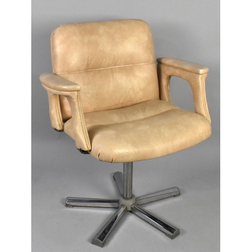 520 - A Mid/Late 20th Century Faux Leather Upholstered and Chrome Based Swivel Office Armchair