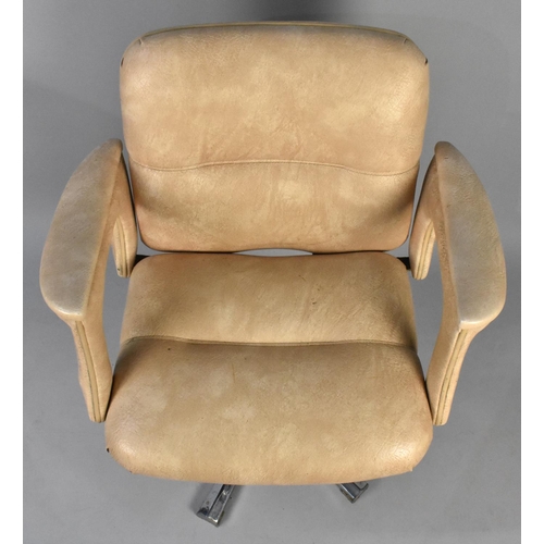 520 - A Mid/Late 20th Century Faux Leather Upholstered and Chrome Based Swivel Office Armchair