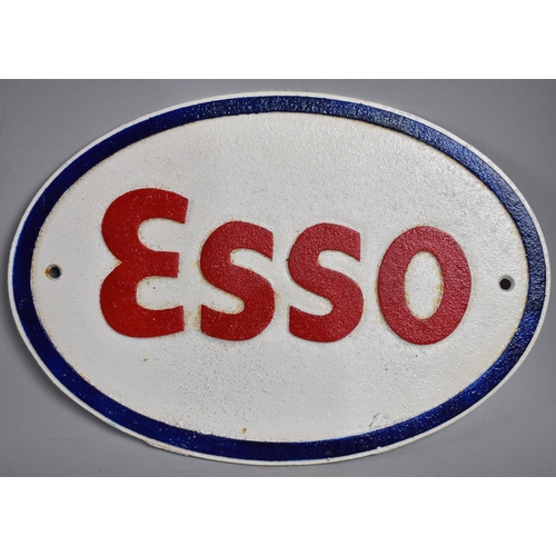 525 - A Reproduction Cold Painted Cast Metal Oval Sign for Esso, 32cms Wide, Plus VAT