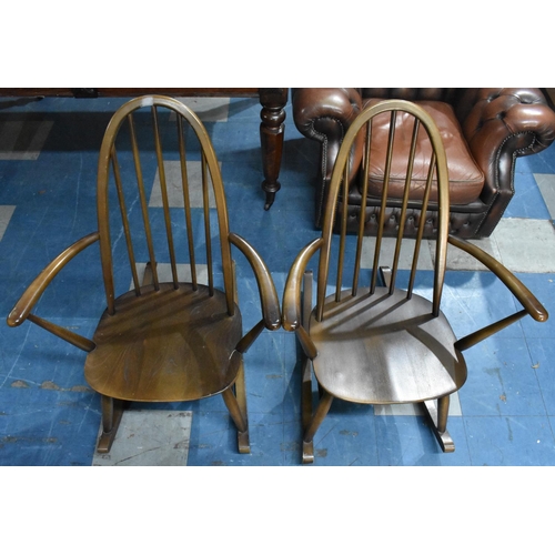 526 - A Pair of Ercol Windsor Spindle Back Rocking Chairs