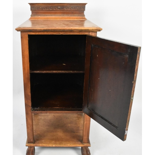 83 - A Mid 20th Century French Galleried Bedside Cabinet with Panelled Door, 38cms Wide