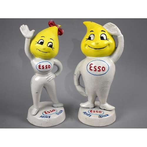 105 - A Pair of Painted Reproduction Cast Metal Advertising Esso Oil Figures, 24cms High