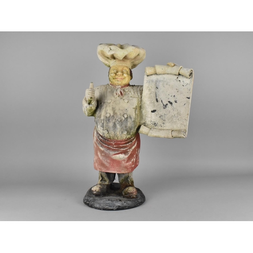 106 - A Mid 20th Century Restaurant Display in the Form of a Chef with Menu Board, 48cms High