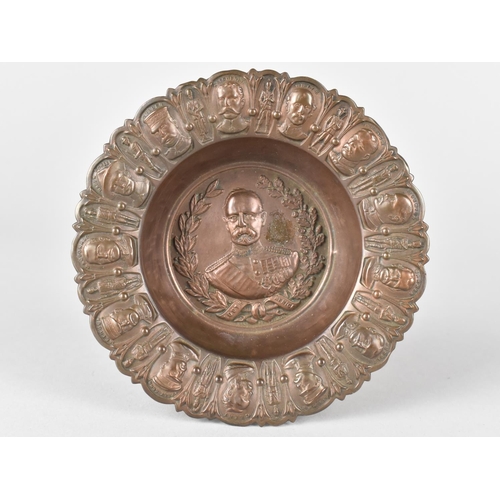 123 - A Commemorative Copper Boer War Dish Decorated with Generals in Relief, 12cms Diameter