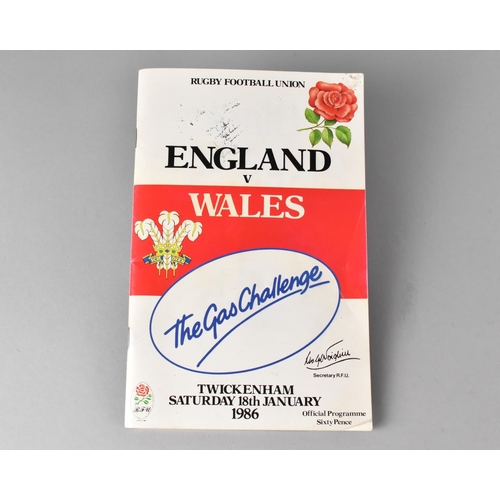 142 - A Rugby Football Union England vs. Wales Program, Twickenham Sat 18th Jan 1986, with Signatures