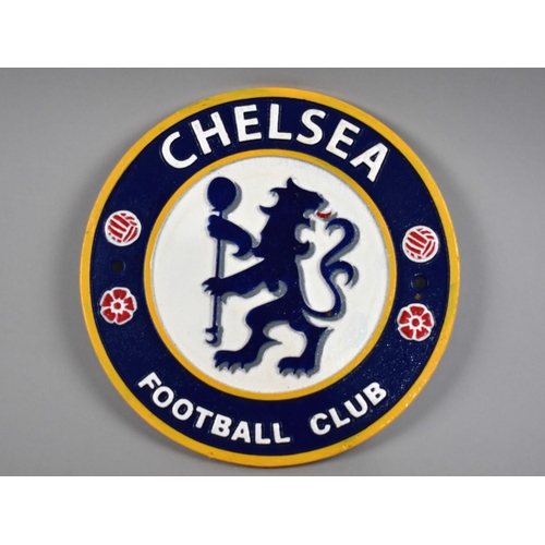 144 - A Painted Cast Metal Plaque for Chelsea Football Club, 24cms Diameter, Plus VAT