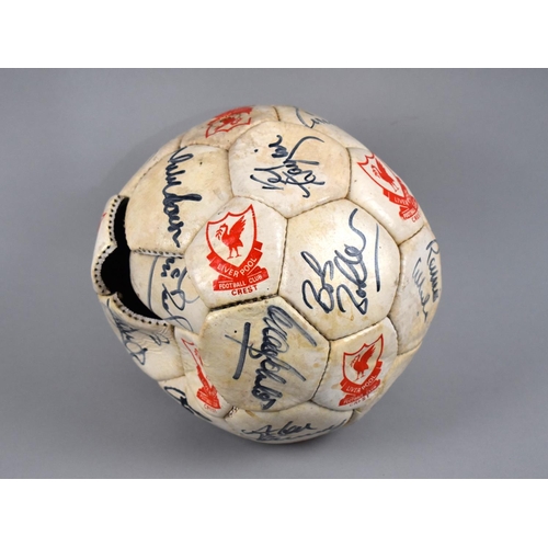 145 - A c.1980s Liverpool Football Club Official Souvenir Football with Signatures to include Bob Boulder,... 