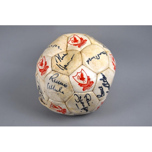 145 - A c.1980s Liverpool Football Club Official Souvenir Football with Signatures to include Bob Boulder,... 