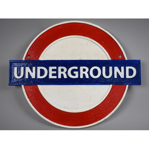 155 - A Reproduction Painted Cast Metal Plaque for London Underground, 30cms Wide