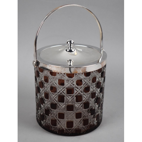 168 - An Overlaid Glass and Silver Plate Mounted Ice Bucket