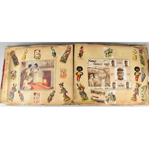 183 - An Early 20th Century Scrapbook Containing Various Cut Outs to include Louis Wain Type Cats, Cartoon... 