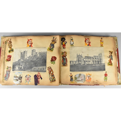 183 - An Early 20th Century Scrapbook Containing Various Cut Outs to include Louis Wain Type Cats, Cartoon... 