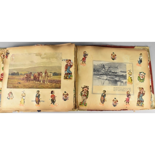 183 - An Early 20th Century Scrapbook Containing Various Cut Outs to include Louis Wain Type Cats, Cartoon... 