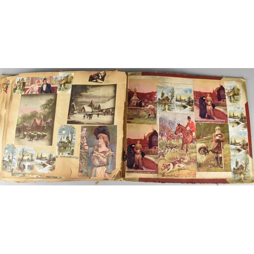 183 - An Early 20th Century Scrapbook Containing Various Cut Outs to include Louis Wain Type Cats, Cartoon... 