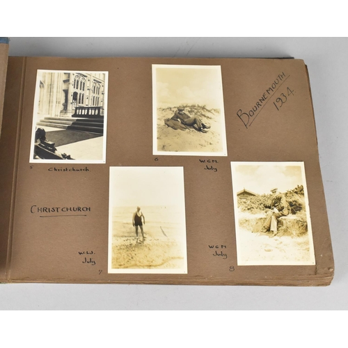 187 - A c.1930s Album Containing Various Monochromatic Photographs of Bournemouth, The Broads Etc (Family ... 