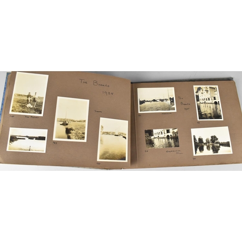 187 - A c.1930s Album Containing Various Monochromatic Photographs of Bournemouth, The Broads Etc (Family ... 