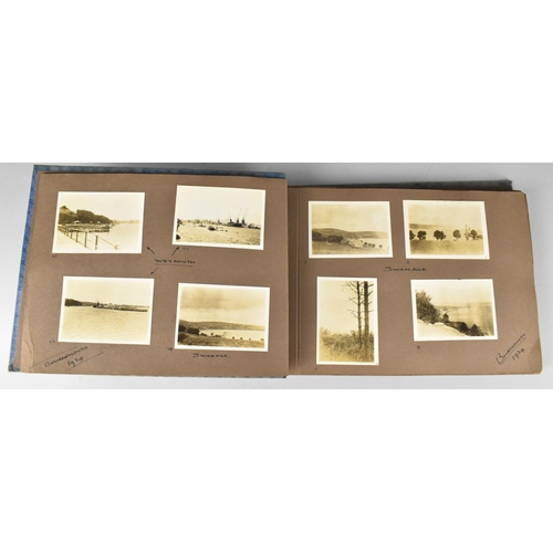 187 - A c.1930s Album Containing Various Monochromatic Photographs of Bournemouth, The Broads Etc (Family ... 