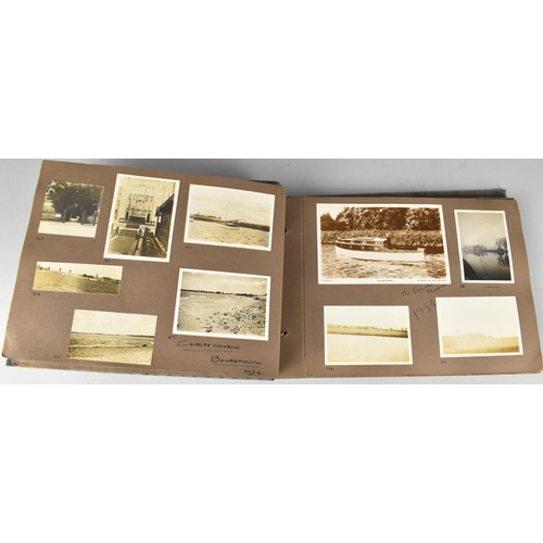 187 - A c.1930s Album Containing Various Monochromatic Photographs of Bournemouth, The Broads Etc (Family ... 