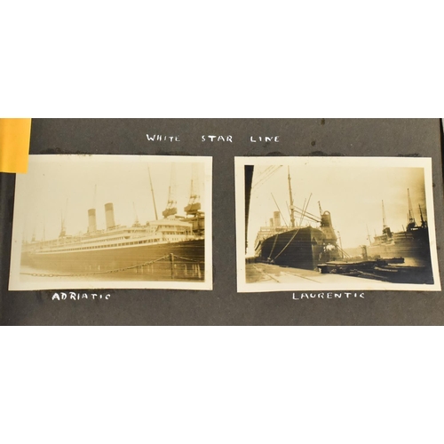 191 - A Vintage Photo Album Containing 30 Monochromatic Photos Depicting White Star and Cunard Ships