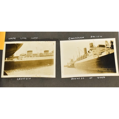 191 - A Vintage Photo Album Containing 30 Monochromatic Photos Depicting White Star and Cunard Ships