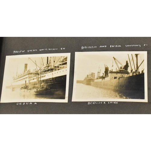 191 - A Vintage Photo Album Containing 30 Monochromatic Photos Depicting White Star and Cunard Ships