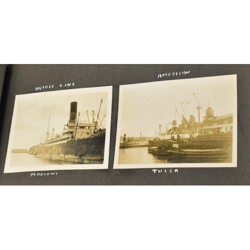 191 - A Vintage Photo Album Containing 30 Monochromatic Photos Depicting White Star and Cunard Ships