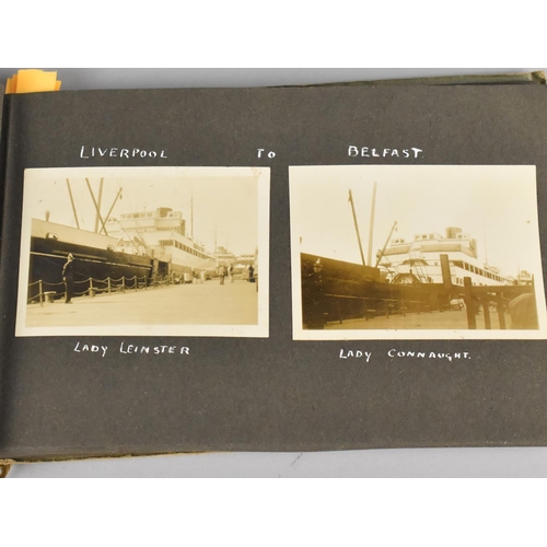 191 - A Vintage Photo Album Containing 30 Monochromatic Photos Depicting White Star and Cunard Ships