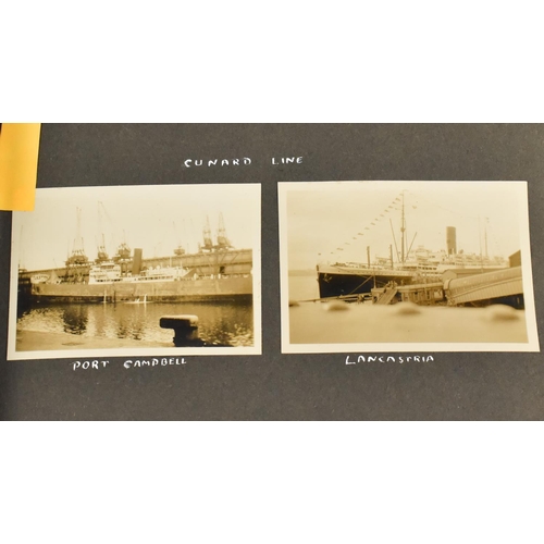 191 - A Vintage Photo Album Containing 30 Monochromatic Photos Depicting White Star and Cunard Ships