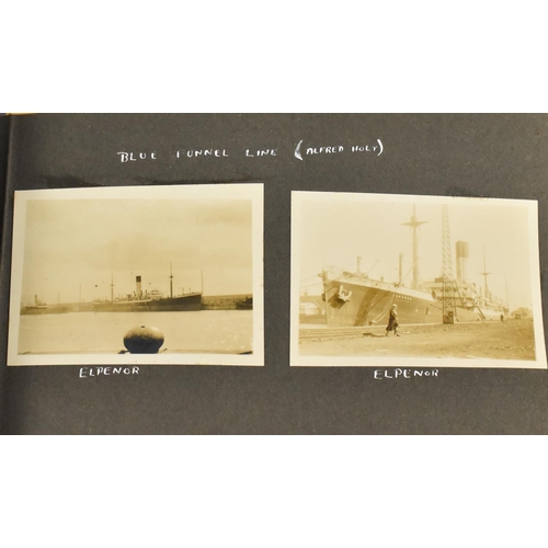 191 - A Vintage Photo Album Containing 30 Monochromatic Photos Depicting White Star and Cunard Ships