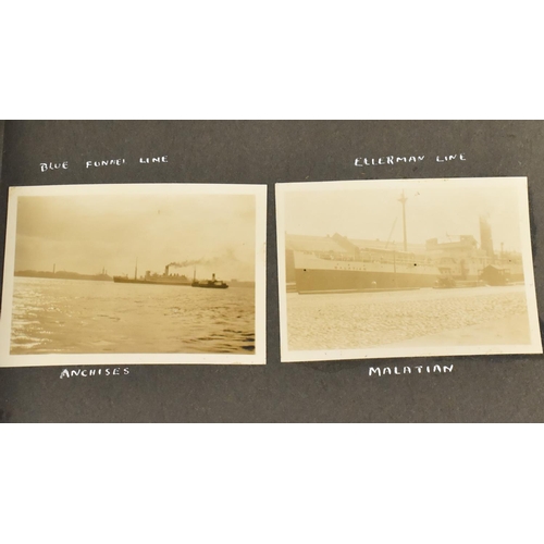 191 - A Vintage Photo Album Containing 30 Monochromatic Photos Depicting White Star and Cunard Ships