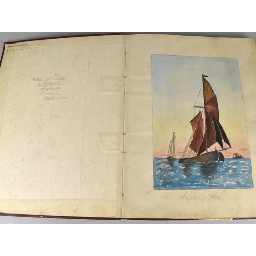 196 - A Bound Folio of Pen and Ink and Watercolours To include Cunard Ships, Aquitania Etc