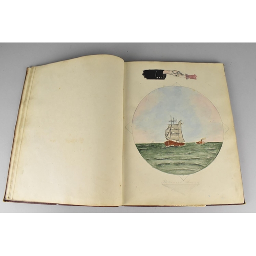 196 - A Bound Folio of Pen and Ink and Watercolours To include Cunard Ships, Aquitania Etc